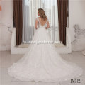 Горячая распродажа прозрачного белого с длинным рукавом кружева свадебное свадебное платье